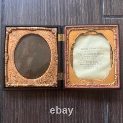 Antique Civil War Daguerreotype Photo Young Man Esteemed Suit Tie With Case