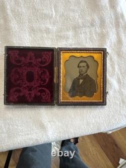 Antique Civil War Era Ambrotype Portrait Original Union Case c. 1855-1865