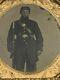 Antique Civil War Era Ambrotype Young Union Soldier Photograph Pocket Case