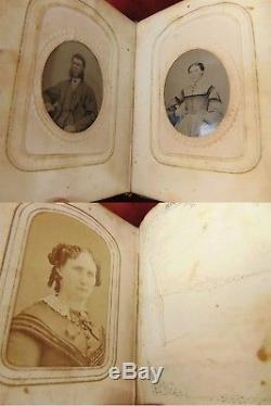 Antique Civil War Era CDV Carte de Visite & Tintype Album 1860s 29 Photos