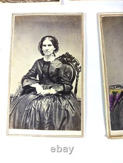 Antique Civil War Era CDV Woman Mourning Dress Jewelry Photograph Lot of 7
