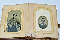 Antique Civil War Era Family Photo Album 35 CDV & TINTYPES Abe Lincoln & Family