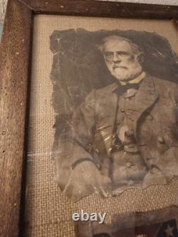 Antique Civil War Era Photo Print Robert E Lee & Flag Army Northern Virginia