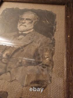 Antique Civil War Era Photo Print Robert E Lee & Flag Army Northern Virginia