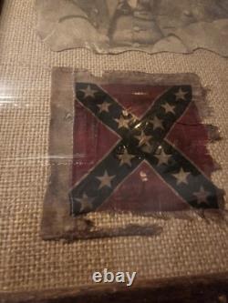 Antique Civil War Era Photo Print Robert E Lee & Flag Army Northern Virginia