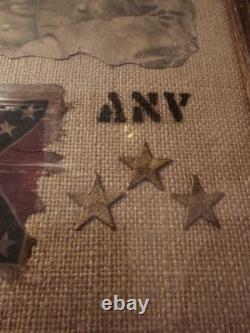 Antique Civil War Era Photo Print Robert E Lee & Flag Army Northern Virginia