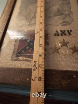 Antique Civil War Era Photo Print Robert E Lee & Flag Army Northern Virginia