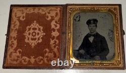 Antique Civil War Era Sixth Plate Ambrotype Young Man Confederate Soldier