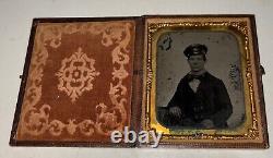 Antique Civil War Era Sixth Plate Ambrotype Young Man Confederate Soldier
