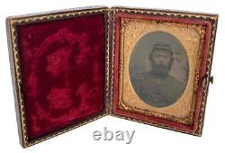 Antique Civil War Military Confederate Soldier 9th Plate Tintype Photograph Case