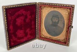 Antique Civil War Military Confederate Soldier 9th Plate Tintype Photograph Case