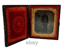 Antique Civil War Mourning Navy Union Soldier Sixth Plate Tintype Photo + Case