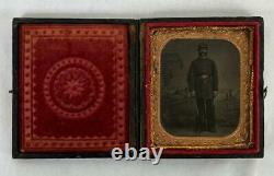 Antique Civil War Mourning Navy Union Soldier Sixth Plate Tintype Photo + Case