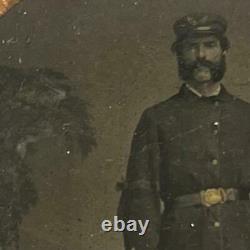 Antique Civil War Mourning Navy Union Soldier Sixth Plate Tintype Photo + Case