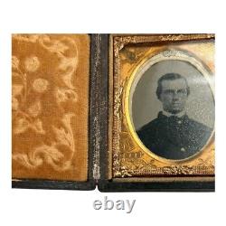 Antique Civil War Officer Ambrotype Photograph Cannons Drums