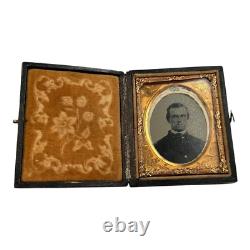 Antique Civil War Officer Ambrotype Photograph Cannons Drums