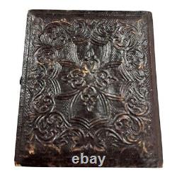 Antique Civil War Officer Ambrotype Photograph Cannons Drums