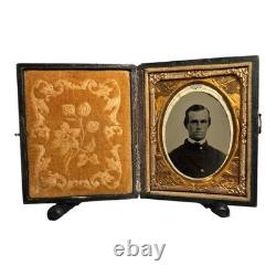 Antique Civil War Officer Ambrotype Photograph with Cannons & Drums