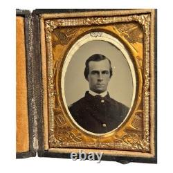 Antique Civil War Officer Ambrotype Photograph with Cannons & Drums
