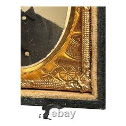 Antique Civil War Officer Ambrotype Photograph with Cannons & Drums