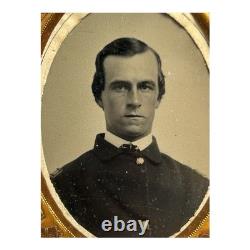 Antique Civil War Officer Ambrotype Photograph with Cannons & Drums