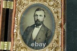 Antique Civil War Period Ambrotype Husband Wife Photo Photograph Thermoplastic