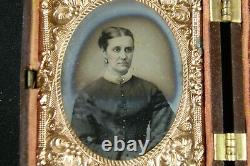 Antique Civil War Period Ambrotype Husband Wife Photo Photograph Thermoplastic