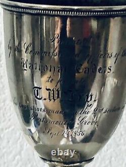 Antique Civil War Rhode Isl 14th Regt Hvy Artillery Colored Gorham Silver Goblet