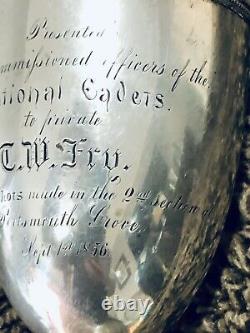 Antique Civil War Rhode Isl 14th Regt Hvy Artillery Colored Gorham Silver Goblet