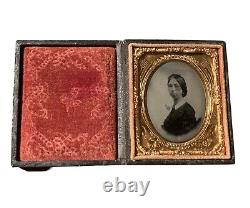 Antique Civil War The Union Now and Forever Ambrotype Rare Beautiful Woman