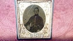 Antique Civil War Tin Type Photo in Frame
