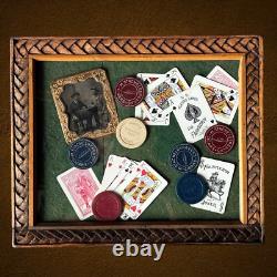 Antique Civil War Tintype Playing Cards Poker Chips Gambling Framed Wall Decor