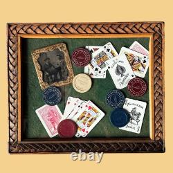 Antique Civil War Tintype Playing Cards Poker Chips Gambling Framed Wall Decor