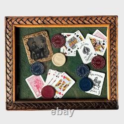 Antique Civil War Tintype Playing Cards Poker Chips Gambling Framed Wall Decor