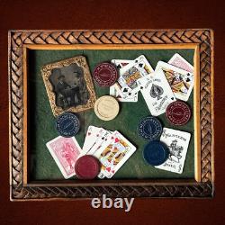 Antique Civil War Tintype Playing Cards Poker Chips Gambling Framed Wall Decor