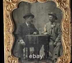 Antique Civil War Tintype Playing Cards Poker Chips Gambling Framed Wall Decor