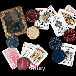 Antique Civil War Tintype Playing Cards Poker Chips Gambling Framed Wall Decor