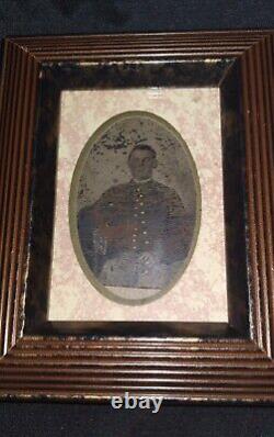 Antique Civil War UNION SOLDIER Tintype Photograph Face Looks Injured & Bandaged