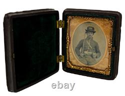 Antique Civil War Union 5th Cavalry Soldier Officer 9th Plate Tintype Photo Case