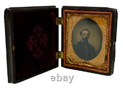 Antique Civil War Union Captain Soldier Ninth Plate Tintype Photo Gutta Percha