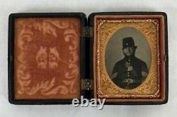 Antique Civil War Union Infantry Sergeant Soldier 9th Plate Tintype Photo & Case