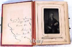 Antique Civil War Union Michigan IDed Scott Family Tintypes 33 Photos Album