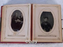 Antique Civil War Union Michigan IDed Scott Family Tintypes 33 Photos Album