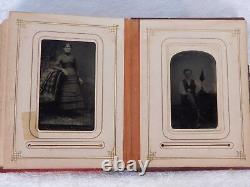 Antique Civil War Union Michigan IDed Scott Family Tintypes 33 Photos Album