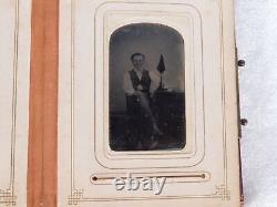 Antique Civil War Union Michigan IDed Scott Family Tintypes 33 Photos Album