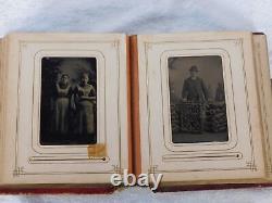Antique Civil War Union Michigan IDed Scott Family Tintypes 33 Photos Album
