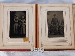 Antique Civil War Union Michigan IDed Scott Family Tintypes 33 Photos Album
