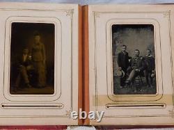 Antique Civil War Union Michigan IDed Scott Family Tintypes 33 Photos Album