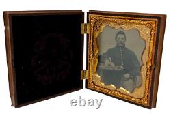 Antique Civil War Union Soldier Artillery Corporal 6th Plate Tintype Photo Case