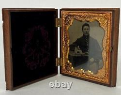 Antique Civil War Union Soldier Artillery Corporal 6th Plate Tintype Photo Case